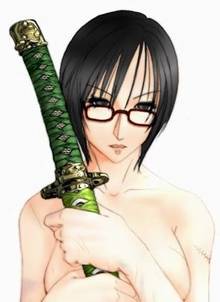 Toon sex pic ##000130311671 black hair glasses grey eyes katana lowres nude one piece scar sheath sheathed short hair sword tashigi weapon