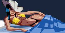 Toon sex pic ##00013093169 bed cowboy hat hat nico robin on side one piece stylized