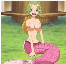 Toon sex pic ##00013069919 bad photoshop breasts brown eyess camie green hair mermaid monster girl nude filter one piece open mouth photoshop short hair sitting