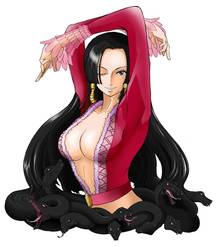 Toon sex pic ##00013062095 boa hancock breasts cleavage highres one piece simple background snake