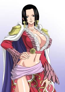 Toon sex pic ##00013062065 bb black hair blue eyess boa hancock breasts cleavage coat earrings erect nipples hand on hip hand on leg highres hips jewelry large breasts midriff navel nel-zel formula nipples one piece solo standing