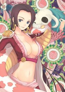 Toon sex pic ##00013061768 boa hancock breasts cape cleavage earrings epaulettes highres jewelry long hair midriff one piece salome (one piece) snake