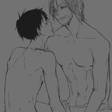 Toon sex pic ##0001301433019 1:1 2boys gay male male only monkey d. luffy monkey d luffy multiple boys one piece pixiv manga sample scar shanks sitting topless yaoi