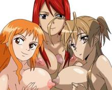 Toon sex pic ##0001301258961 breasts color desto erza scarlet fairy tail female hair highschool of the dead male multiple females nami nipples nude one piece orange hair paizuri penis red hair rei miyamoto