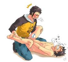 Toon sex pic ##0001301247760 2boys anal barefeet black hair clenched teeth clothed on nude cum gay hoodie jeans lowres male male only monkey d luffy multiple boys nipples nude on back one piece raglan sleeves sex spread legs trafalgar law white background yaoi