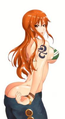 Toon sex pic ##0001301221618 1girl ass bikini breasts dat ass female highres huge ass jacky (artist) jeans large breasts long hair nami one piece orange hair solo swimsuit tattoo