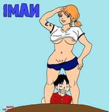 Toon sex pic ##0001301378551 black hair breasts character name clothes color female front view hair human male monkey d luffy nami one piece orange hair shoguntanuki standing tagme tattoo