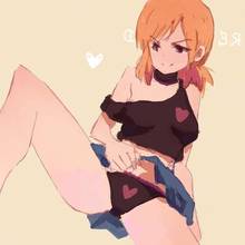 Toon sex pic ##0001301536480 black panties clothes color female female only front view hair human nami one piece orange hair panties presenting prettypigeonsama short skirt skirt lift solo
