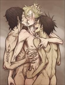 Toon sex pic ##000130973123 blonde hair brothers gay group sex male monkey d. luffy monkey d luffy multiple boys one piece portgas d. ace portgas d ace sanji sex siblings syb tattoo threesome tongue yaoi