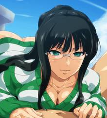 Toon sex pic ##000130766048 aqua eyes ass black hair breasts cleavage collarbone glasses hairu long hair naked sweater nico robin one piece paizuri paizuri under clothes penis striped sweater sweater uncensored
