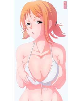 Toon sex pic ##0001301488904 big breasts bikini top breasts clothes color female female only front view hair looking at viewer nami one piece orange hair short hair solo twintails