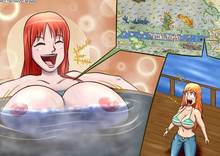 Toon sex pic ##0001301380478 bleach breasts clothes color crossover female female only hair human inoue orihime multiple females nami nipples nude one piece orange hair water xanafar