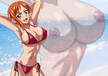 Toon sex pic ##000130413217 female armpits arms behind arms behind back arms up bikini breasts nami navel nel-zel formula one piece orange hair side-tie bikini swimsuit zoom layer