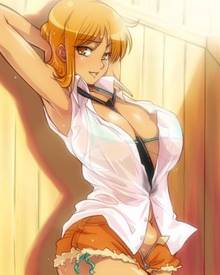 Toon sex pic ##000130344676 bikini breasts cleavage clothes color female female only hair hands behind head human nami one piece orange hair see-through solo swimsuit