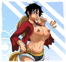 Toon sex pic ##000130906175 1girl areola black hair breasts busty cleavage clothes color erect nipples exposed breasts female female only genderswap hair hat human jean shorts luffyko monkey d luffy nipples one piece open clothes rule 63 short hair solo straw hat voluptuous wink