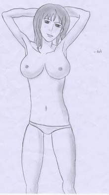 Toon sex pic ##0001301341106 breasts clothes female female only front view hand behind head human leartremix monochrome nami nipples one piece panties solo standing tagme topless